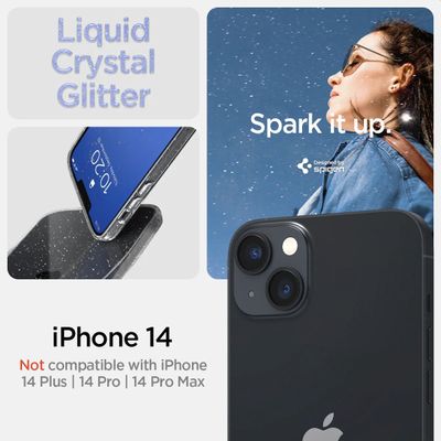 Hoesje geschikt voor Apple iPhone 14 Hoesje - Spigen Liquid Crystal Glitter - Transparant