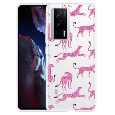 Cazy Hoesje geschikt voor Poco F5 Pro Roze Cheeta's