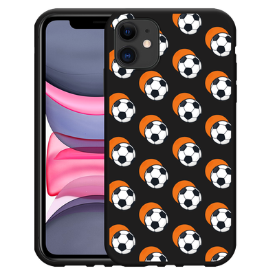 Cazy Hoesje Zwart geschikt voor iPhone 11 Soccer Ball Orange