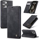 Caseme Hoesje geschikt voor iPhone 16 Pro Max - Retro Wallet Case - Zwart