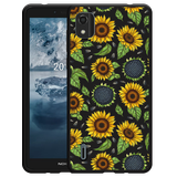 Hoesje Zwart geschikt voor Nokia C2 2nd Edition - Sunflowers