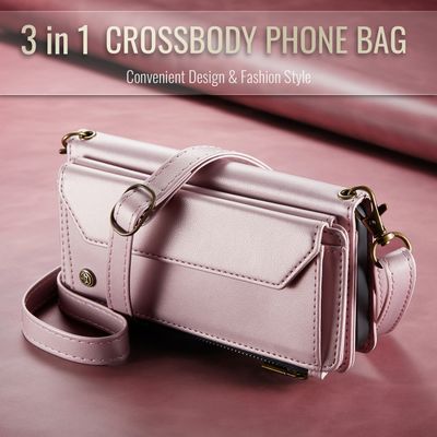 Caseme Case iPhone 16 - Crossbody Wallet Case - Pink