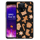 Hoesje Zwart geschikt voor Oppo Find X5 - Christmas Cookies