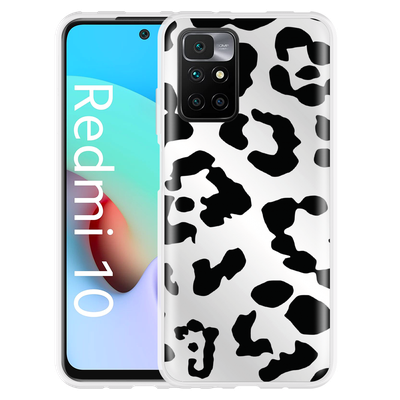 Cazy Hoesje geschikt voor Xiaomi Redmi 10 - Luipaard Zwart Wit