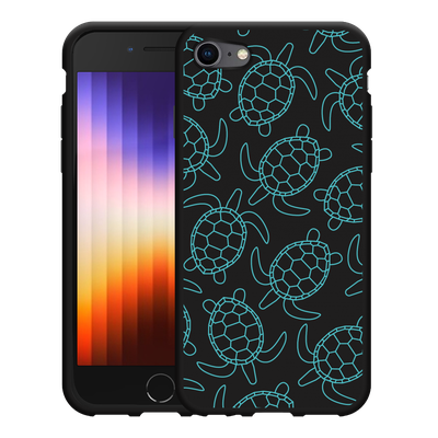 Cazy Hoesje Zwart geschikt voor iPhone SE 2020 - Schildpadjes