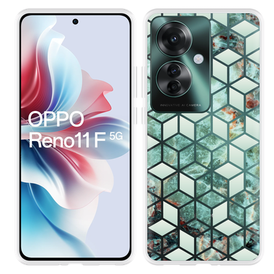 Cazy Hoesje geschikt voor Oppo Reno11 F Groen Hexagon Marmer