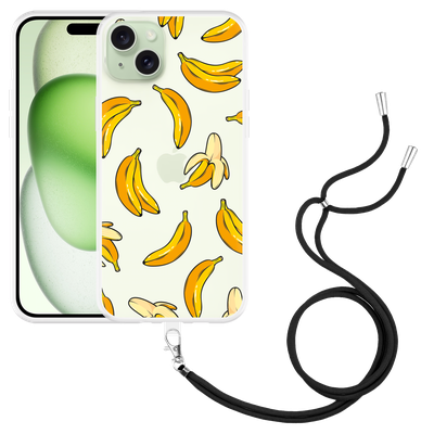 Cazy Hoesje met koord geschikt voor iPhone 15 Plus Banana