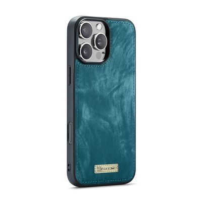 Caseme Hoesje geschikt voor iPhone 16 Pro - Luxe Leren Portemonnee Hoesje - Blauw