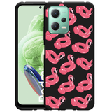 Hoesje Zwart geschikt voor Xiaomi Redmi Note 12 Inflatable Flamingos