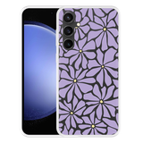 Hoesje geschikt voor Samsung Galaxy S23 FE Abstracte Paarse Bloemen