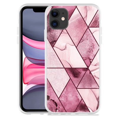 Cazy Hoesje geschikt voor iPhone 11 - Roze Marmer Mix