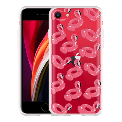 Cazy Hoesje geschikt voor iPhone SE 2020 - Inflatable Flamingos