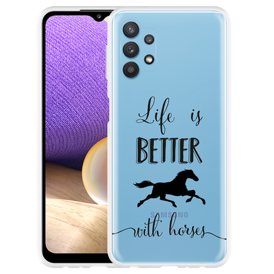 Cazy Hoesje geschikt voor Samsung Galaxy A32 5G - Life is Better with Horses