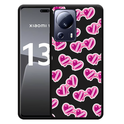 Cazy Hoesje Zwart geschikt voor Xiaomi 13 Lite Hartjes Zonnebrillen