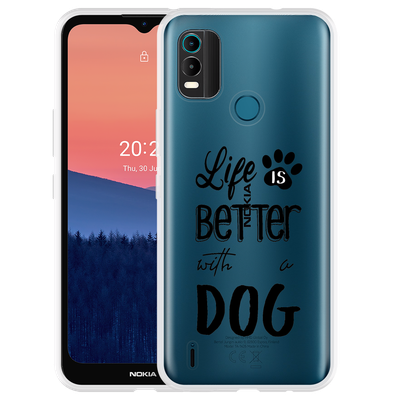 Cazy Hoesje geschikt voor Nokia C21 Plus - Life Is Better With a Dog Zwart
