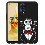 Hoesje Zwart geschikt voor Oppo Reno8 4G T Smoking Chimp