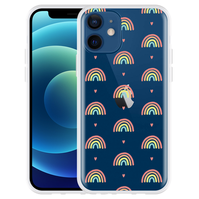 Cazy Hoesje geschikt voor iPhone 12 - Regenboog Patroon