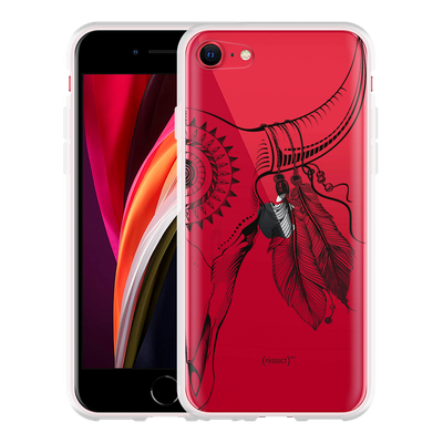 Cazy Hoesje geschikt voor iPhone SE 2020 - Boho Buffalo Skull