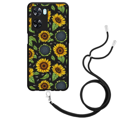 Cazy Hoesje met Koord Zwart geschikt voor Oppo A57s - Sunflowers
