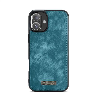 Caseme Hoesje geschikt voor iPhone 16  - Luxe Leren Portemonnee Hoesje - Blauw