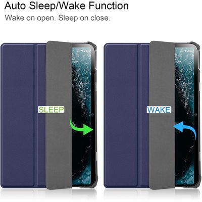Cazy TriFold Hoes met Auto Slaap/Wake geschikt voor Nokia T20 - Blauw