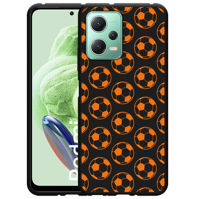 Cazy Hoesje Zwart geschikt voor Xiaomi Redmi Note 12 Orange Soccer Balls
