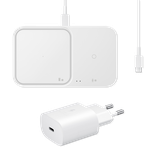 Samsung USB-C Adapter met kabel 25W Super Fast Charging (Power Delivery) - Zwart + Samsung Wireless Charger Duo Pad - Wit