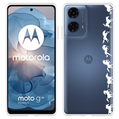 Cazy Hoesje geschikt voor Motorola Moto G04/G04s/G24/G24 Power Horses in Motion - Wit