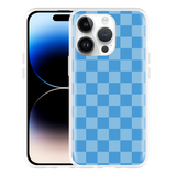 Hoesje geschikt voor iPhone 14 Pro - Blauw Dambordpatroon