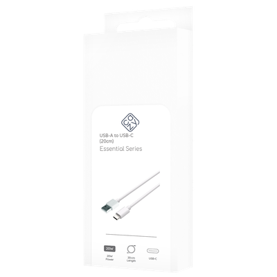 Cazy USB-A naar USB-C Kabel - 20cm - Wit
