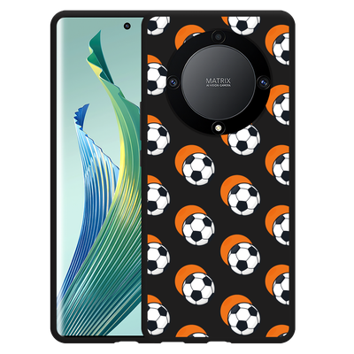 Cazy Hoesje Zwart geschikt voor Honor Magic5 Lite Soccer Ball Orange