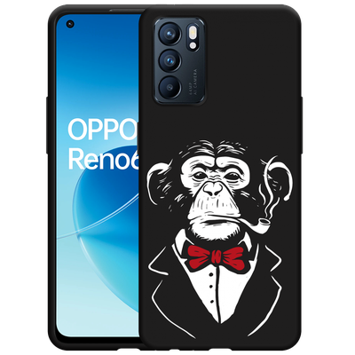 Cazy Hoesje Zwart geschikt voor Oppo Reno6 5G - Smoking Chimp