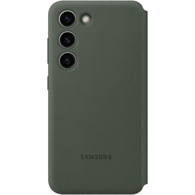 Samsung Hoesje geschikt voor Galaxy S23+ - Smart View Wallet Case - Khaki