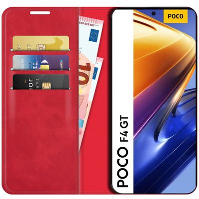Cazy Wallet Magnetic Hoesje geschikt voor Poco F4 GT - Rood