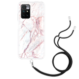 Cazy Hoesje met Koord geschikt voor Xiaomi Redmi 10 - White Pink Marble