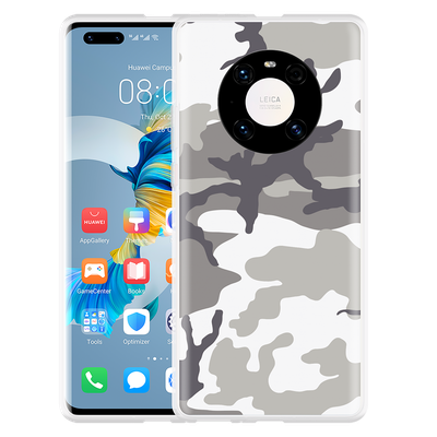 Cazy Hoesje geschikt voor Huawei Mate 40 Pro - Camouflage Grey