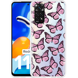 Hoesje geschikt voor Xiaomi Redmi Note 11/11S - Roze Vlinders
