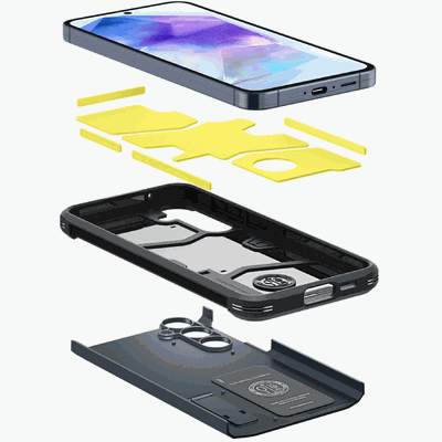 Samsung Galaxy A55 Hoesje - Spigen Tough Armor Case - Metal Slate