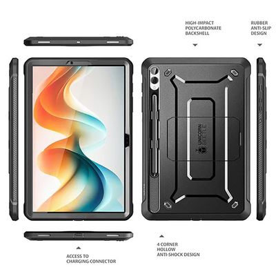 Supcase Unicorn Beetle Pro Hoes geschikt voor Samsung Galaxy Tab S9 FE+ - Met ingebouwde screenprotector - Zwart