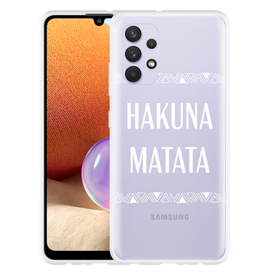Cazy Hoesje geschikt voor Samsung Galaxy A32 4G - Hakuna Matata white