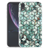 Hoesje geschikt voor iPhone Xr - Groen Hexagon Marmer