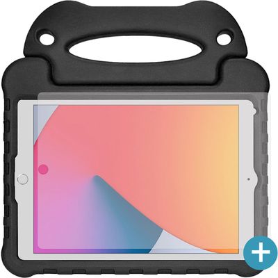 Cazy Kinderhoes geschikt voor iPad 2021 (9th Gen)/2020 (8th Gen)/iPad 2019 (7th Gen) - Kids Case Ultra - Met Screenprotector - Zwart
