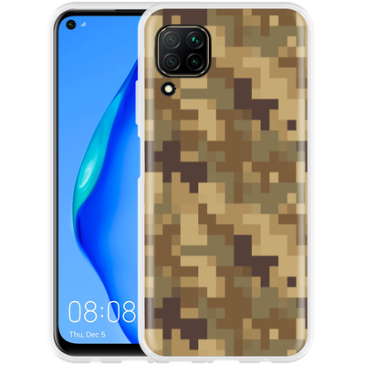 Cazy Hoesje geschikt voor Huawei P40 Lite - Pixel Camouflage