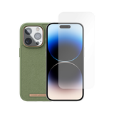 Njord Collections Comfort+ Hoesje geschikt voor iPhone 14 Pro + Cazy Screen Protector - Olive