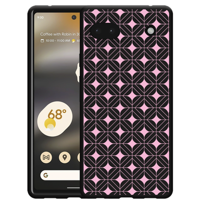 Cazy Hoesje Zwart geschikt voor Google Pixel 6a - Geometrisch Pink