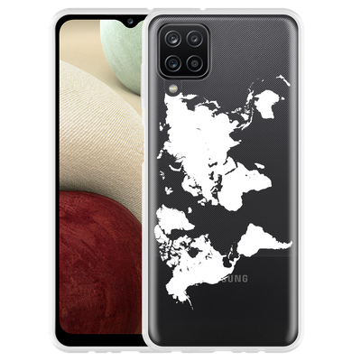 Cazy Hoesje geschikt voor Samsung Galaxy A12 - World Map