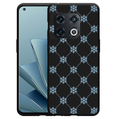 Cazy Hoesje Zwart geschikt voor OnePlus 10 Pro - Snowflake Pattern