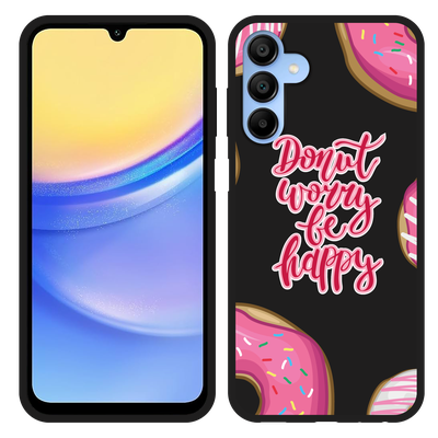 Cazy Hoesje Zwart geschikt voor Samsung Galaxy A15 4G/5G Donut Worry