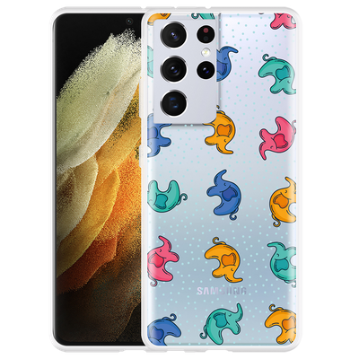 Cazy Hoesje geschikt voor Samsung Galaxy S21 Ultra - Happy Elephant
