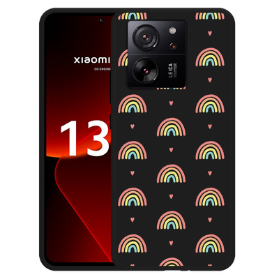 Cazy Hoesje Zwart geschikt voor Xiaomi 13T/13T Pro Regenboog Patroon